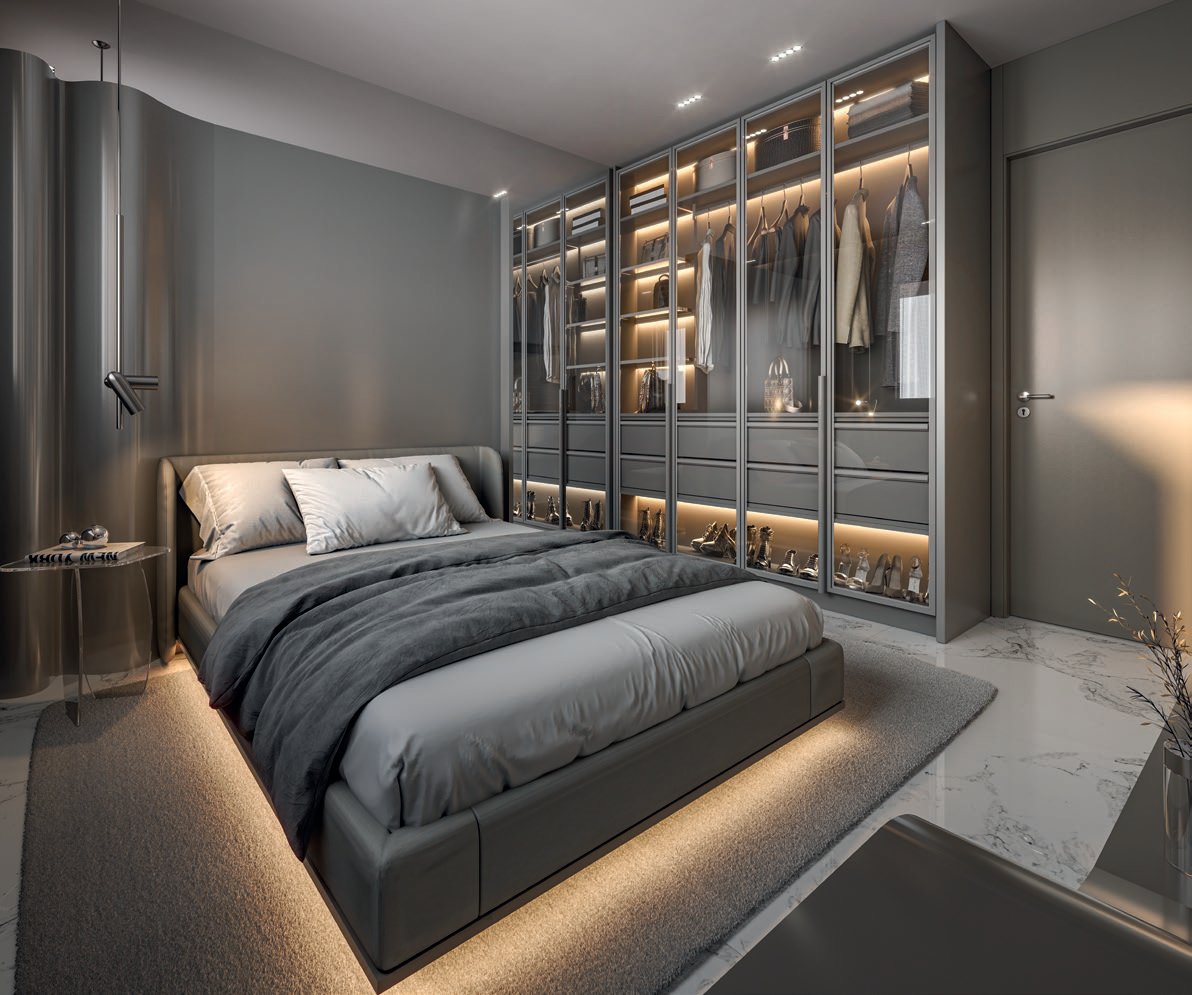 Quarto e closet decorados