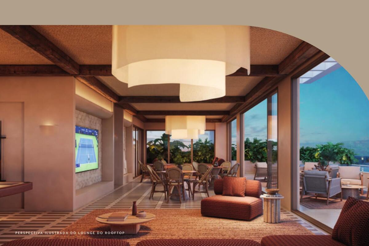 Lounge com telão para esportes