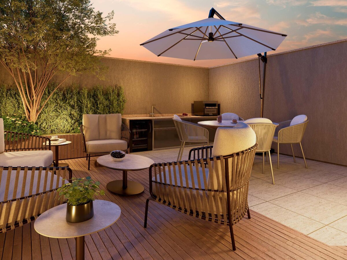 Terraço garden com churrasqueira
